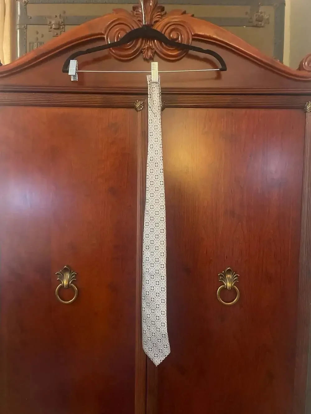 Endless Knot Silver and Black Geometric Medallion Silk Tie